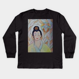 Quan Yin - Ascended master - by Renate van Nijen Kids Long Sleeve T-Shirt